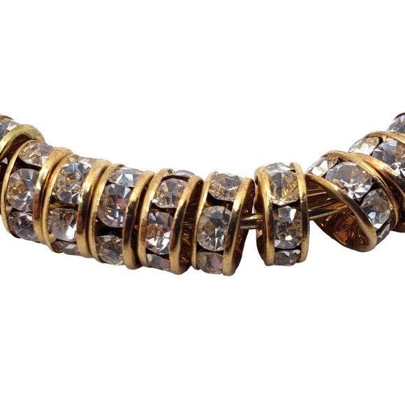 Large Gold Tone Rhinestone Charms Pierced Hoop Earrings 2 3/4" - Picture 2 of 9